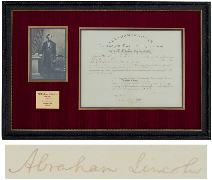 Abraham Lincoln Document Signed as President -- With Full ''Abraham Lincoln'' Signature, Lincoln Appoints a Register to the Kansas Land Office at the Start of the Civil War -- With PSA/DNA COA